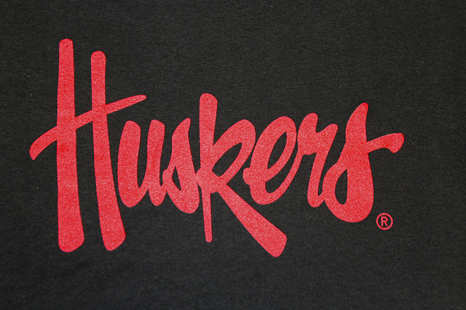 Huskers Script Long Sleeve Tee - Black