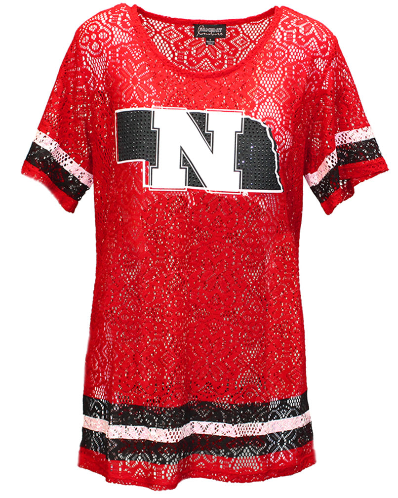 Ladies Husker State Lace Jersey Top