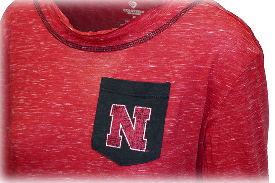 Nebraska N Ladies LS Pocket Tee