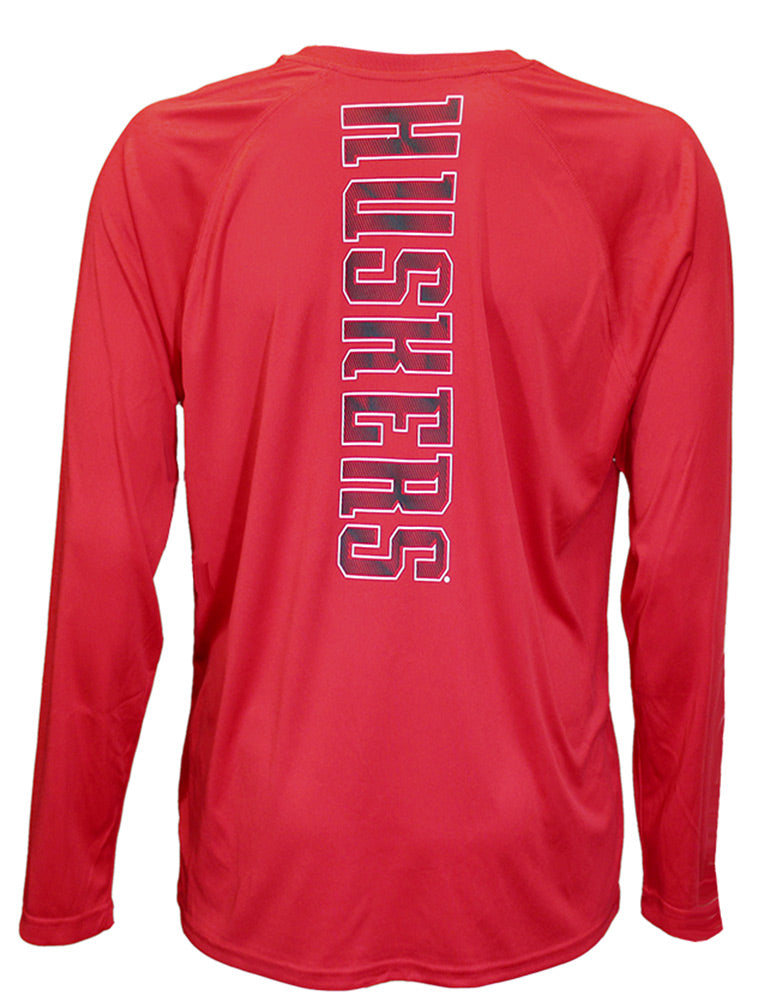 N Huskers Spine LS Tee