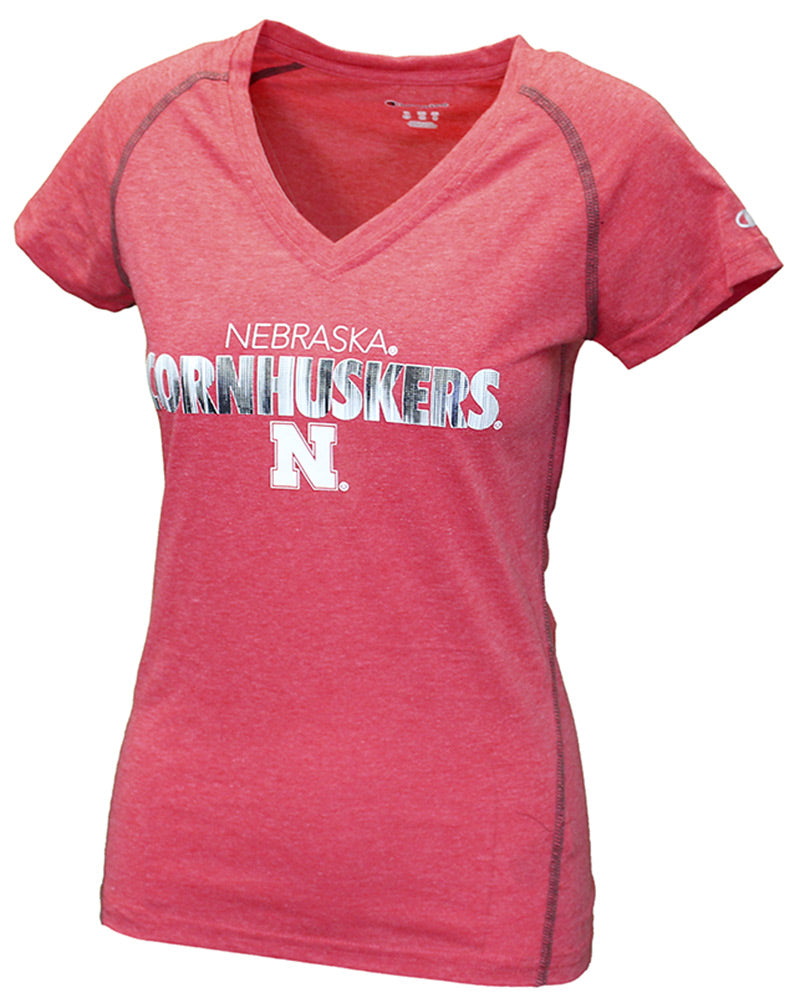 Nebraska Cornhuskers Ladies Stitch V-Neck Tee