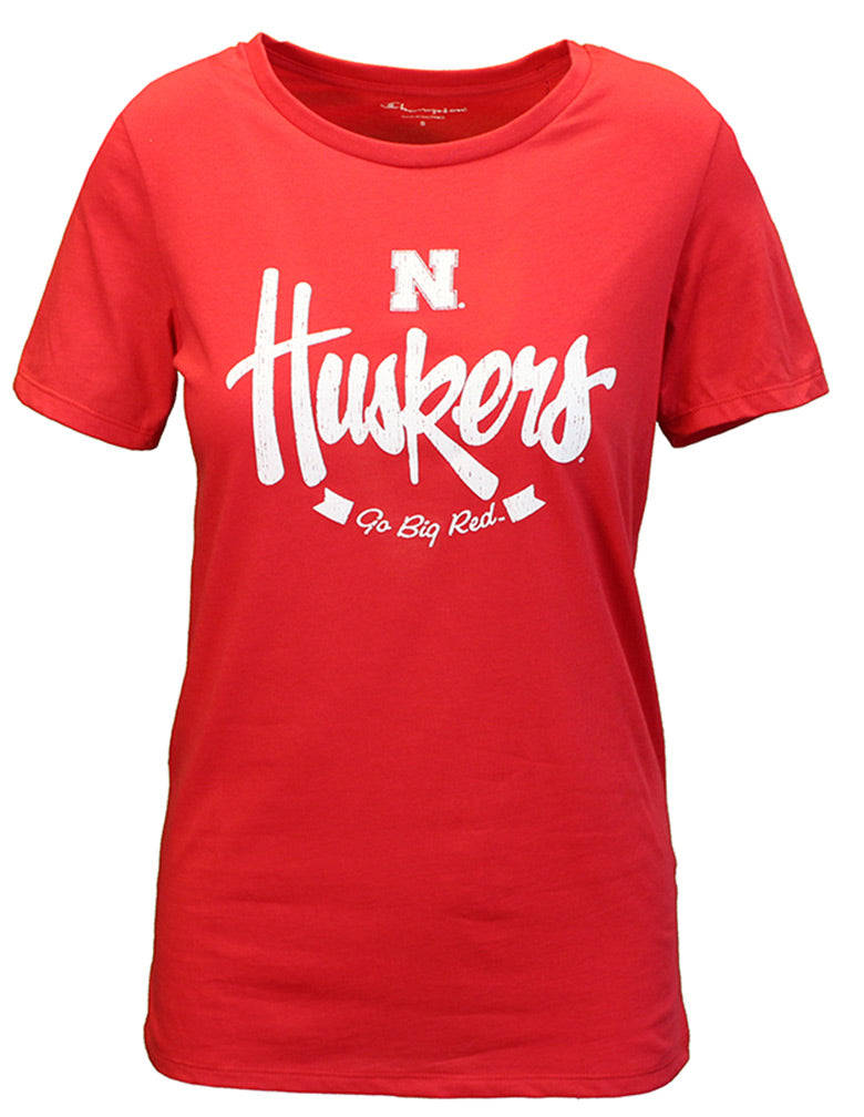 Ladies Huskers Script Champ Tee