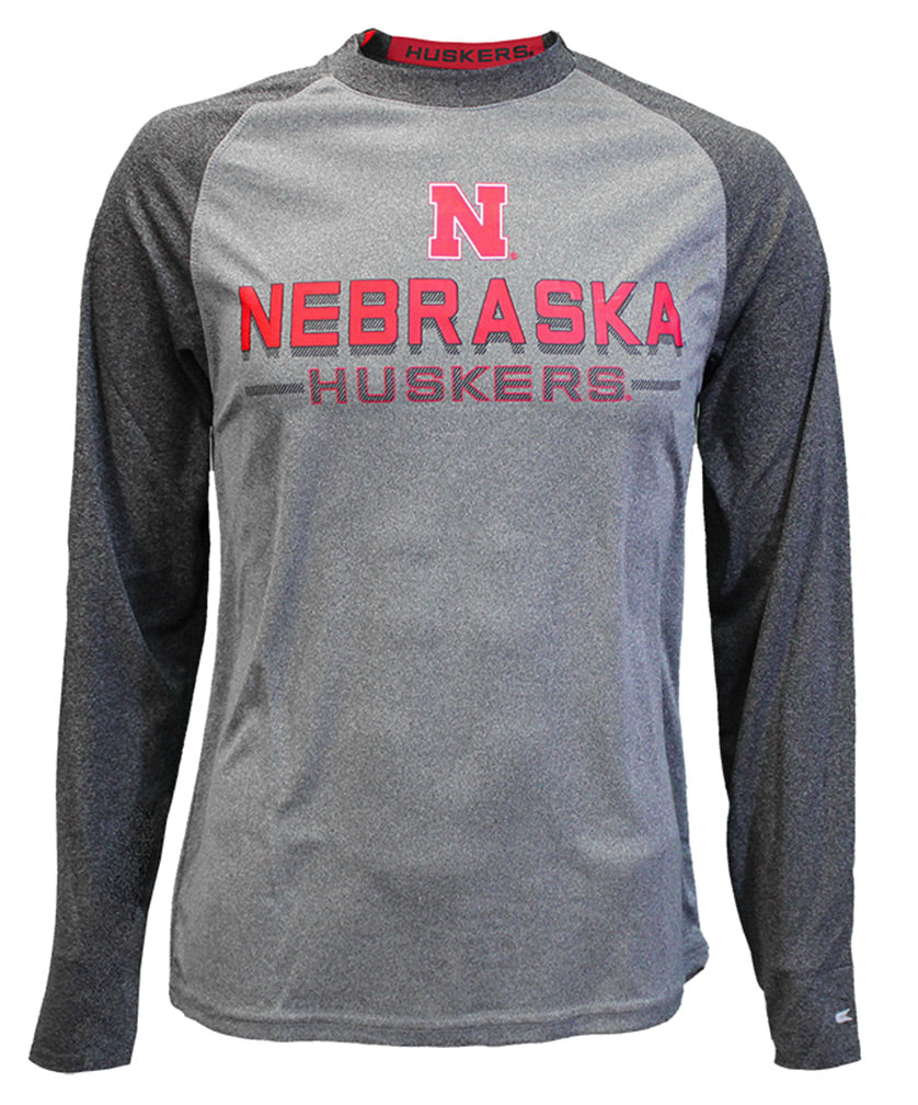Huskers Stacked Ultra Raglan Tee