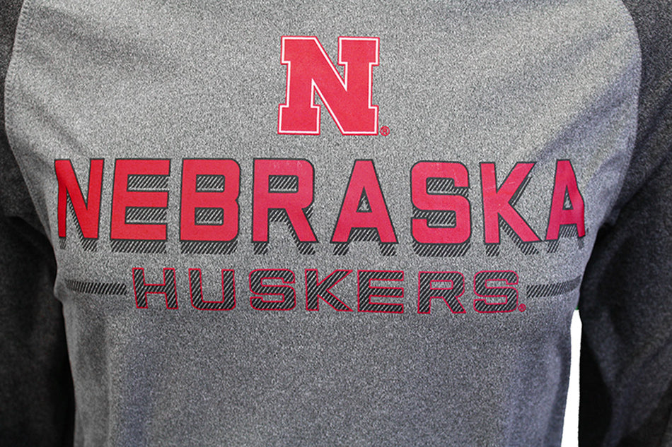 Huskers Stacked Ultra Raglan Tee