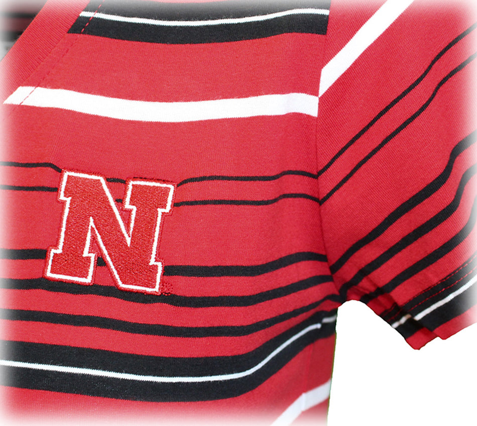 Nebraska Tailgate Striped Vneck Tee