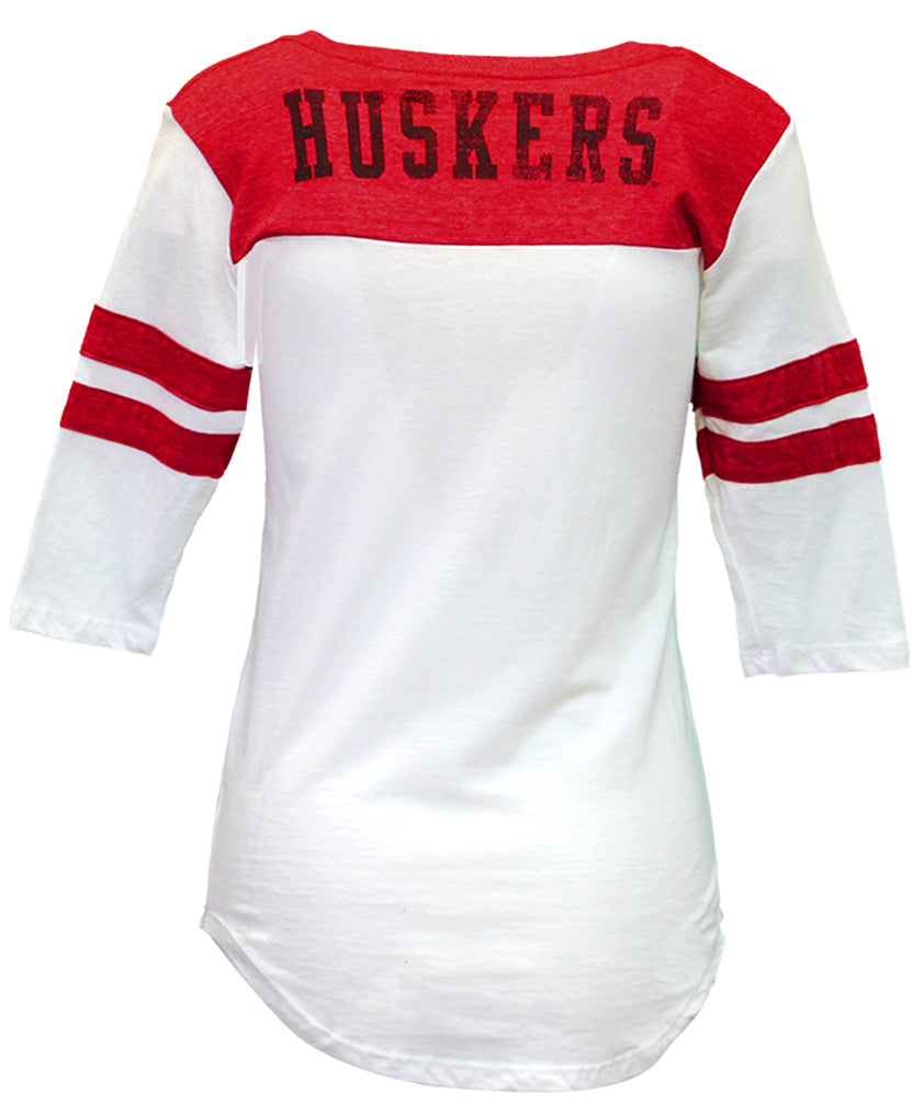 Around The Globe Nebraska Striped Sleeve Tee