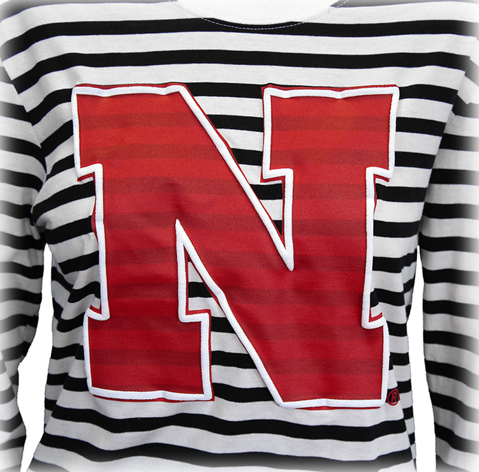 Poof Ink Nebraska Elbow Patch Striped Top