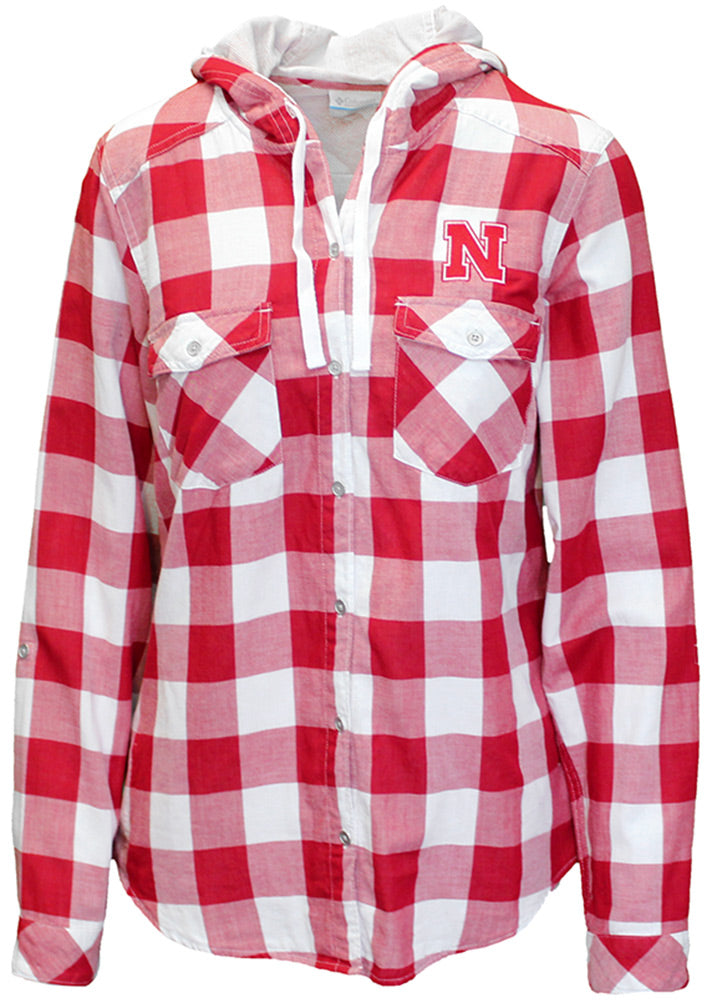 Nebraska Gals Checkered LS Hoody Top