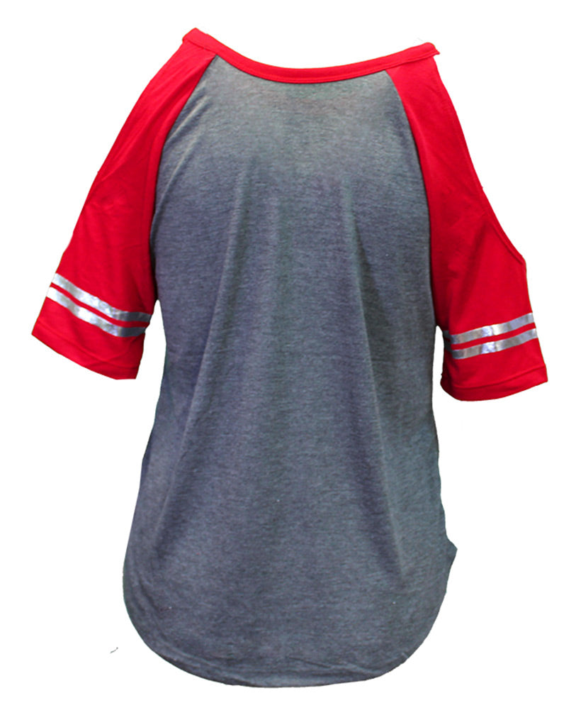 Huskers Mae Cold Shoulder Raglan Tee