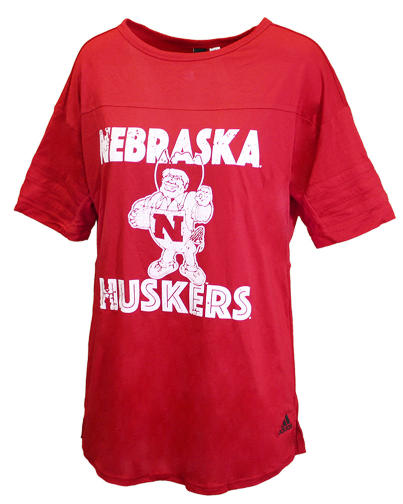 Adidas Husker Gals Mascot Droptail Tee