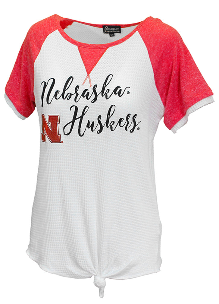 Nebraska Huskers Waffle Knotted Raglan