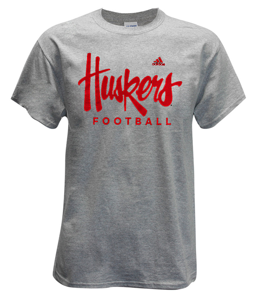 Adidas Huskers Football Gray Tee