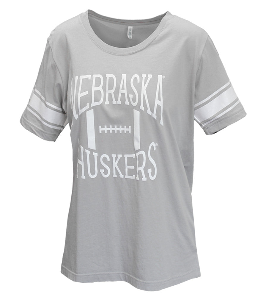 Womens Nebraska Huskers Football Jersey Stripe Tee