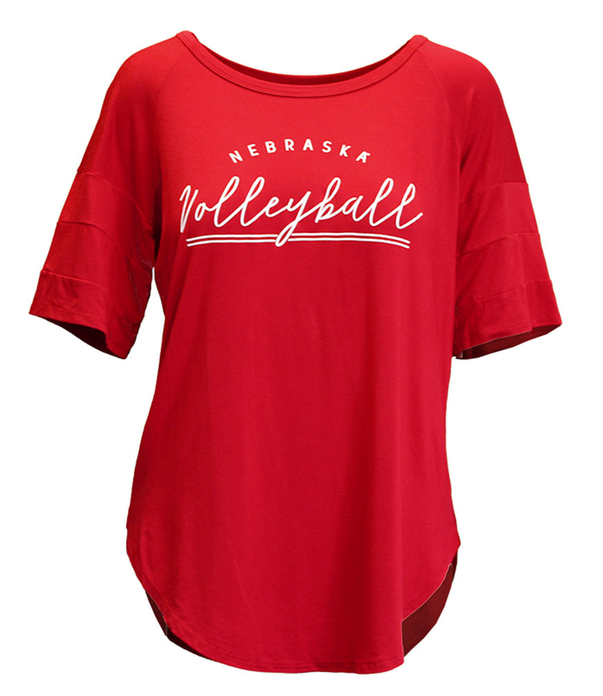Ladies Piko Nebraska Volleyball Stencil Top