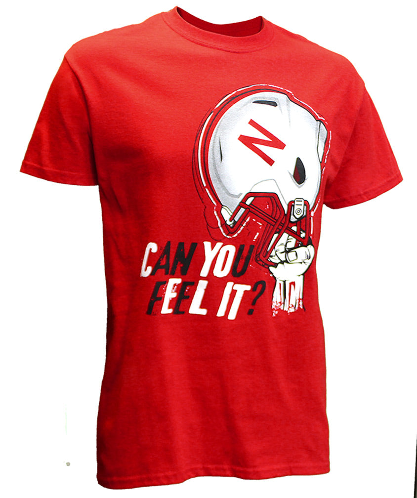 Can You Feel It Huskers Helmet Tee