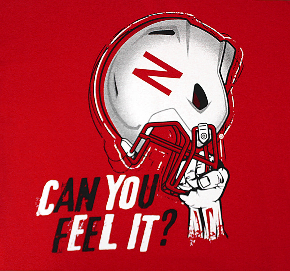 Can You Feel It Huskers Helmet Tee