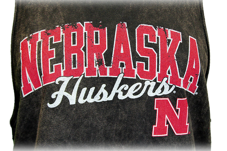 Womens Huskers Mineral Washed Muscle Tee
