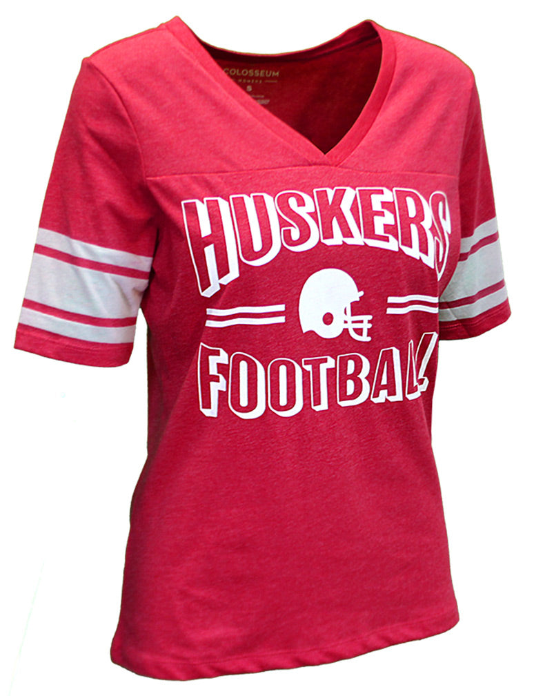 Womens Huskers Football Blue Blood Tee