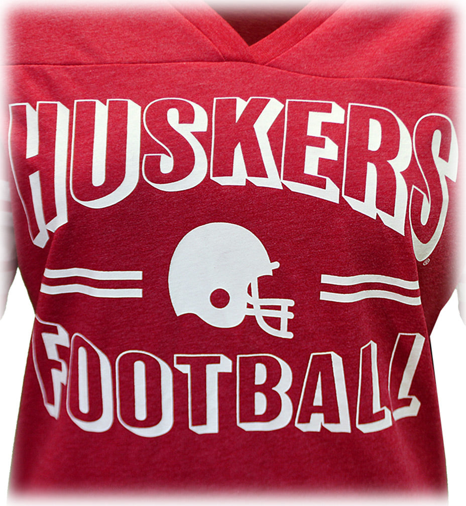 Womens Huskers Football Blue Blood Tee