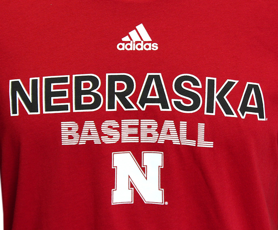 Adidas Nebraska Baseball Tee - Red