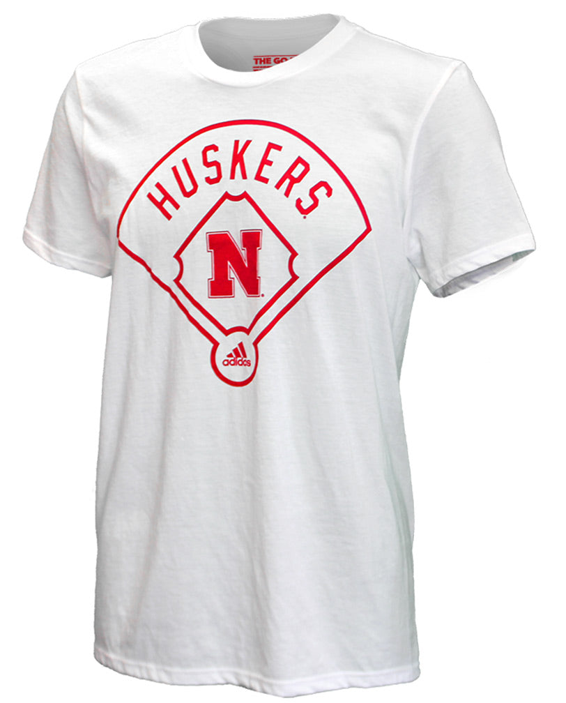 Adidas Around The Horn Huskers Baseball Tee