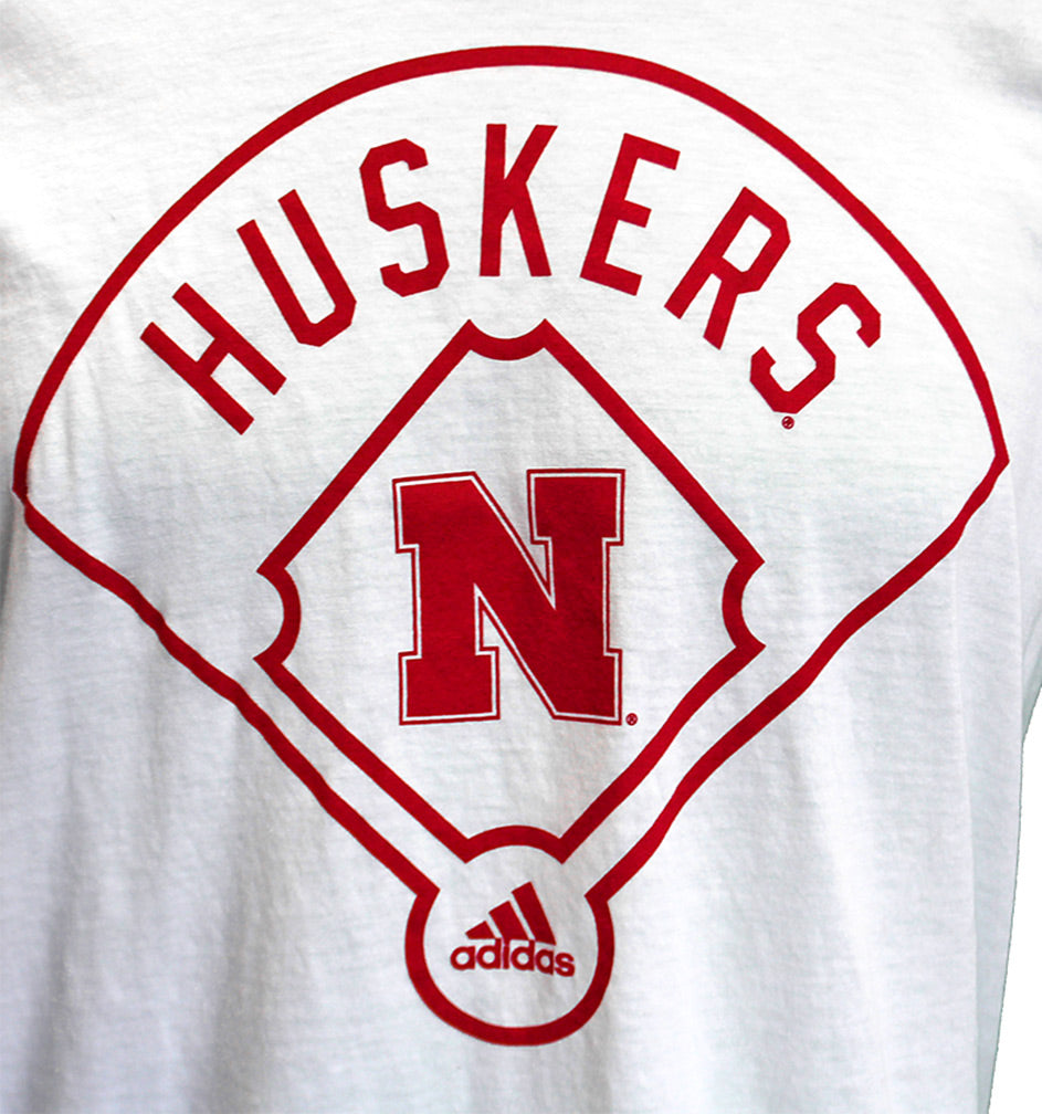 Adidas Around The Horn Huskers Baseball Tee