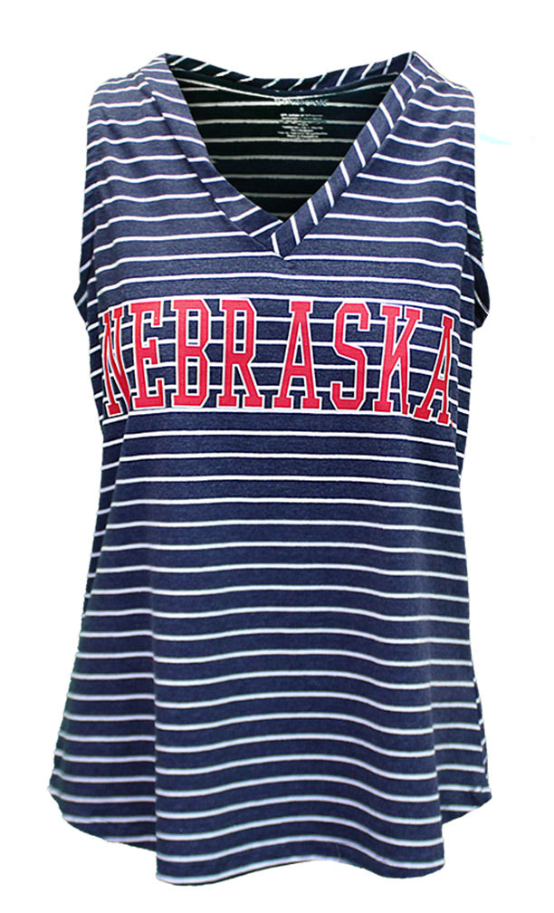 Womens Nebraska Nancy Striped Tank