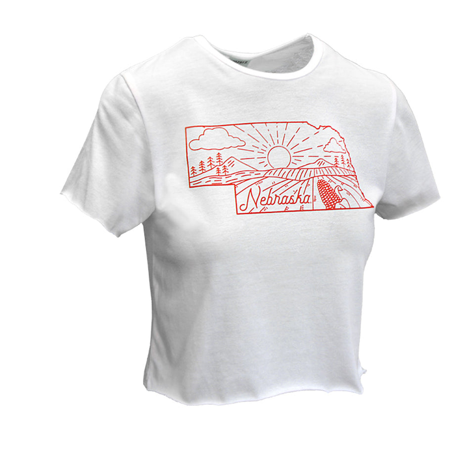 Womens Nebraska State Cropped Tee