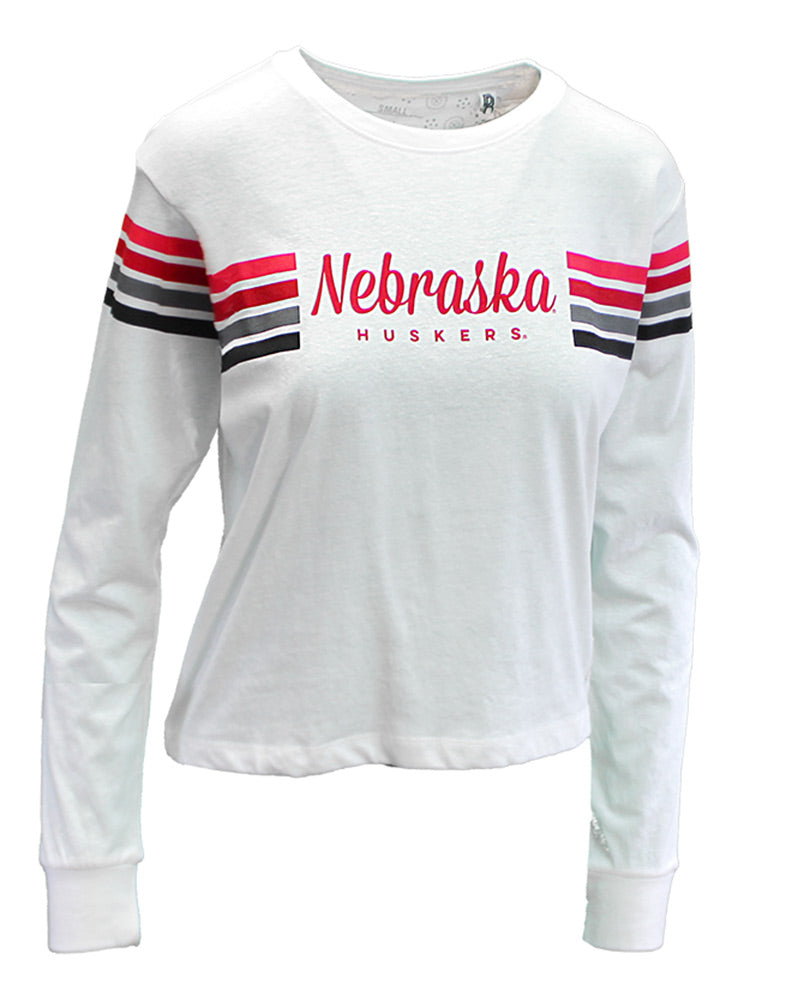 Womens Nebraska Huskers Retro Stripe LS Tee