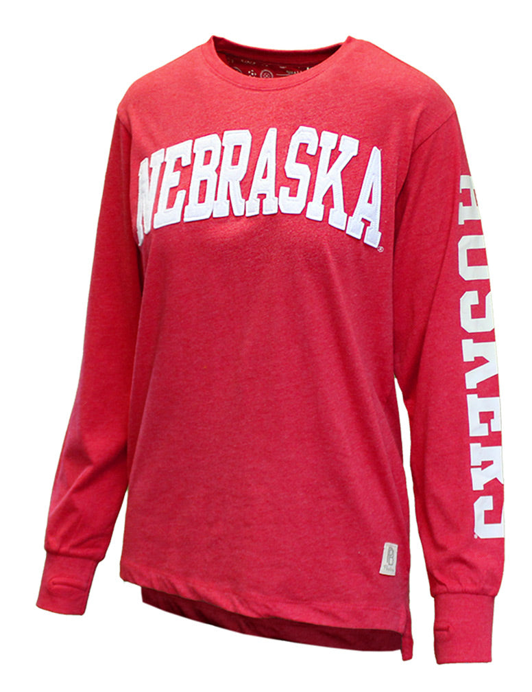 Womens Nebraska Applique LS Tee