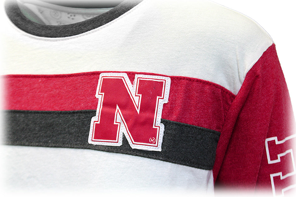 Husker Womens Two Stripe LS Tee