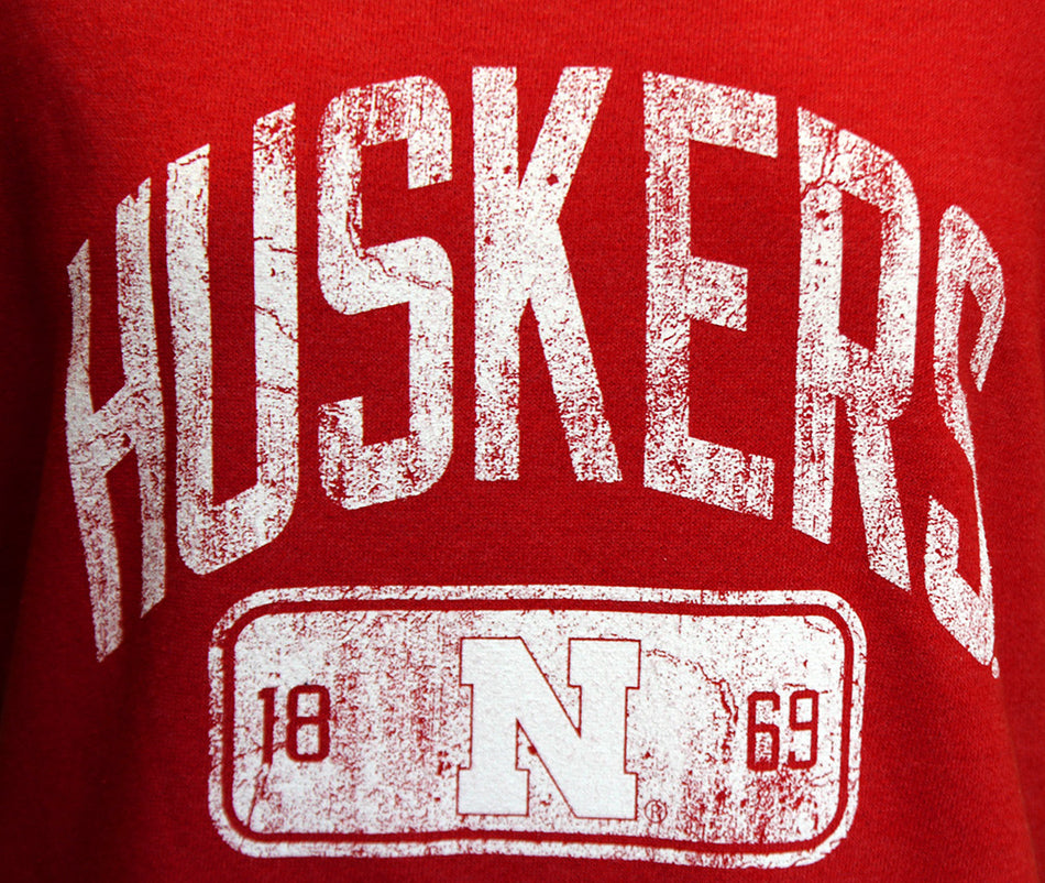 Womens Huskers Rolled Sleeve Sweat Top