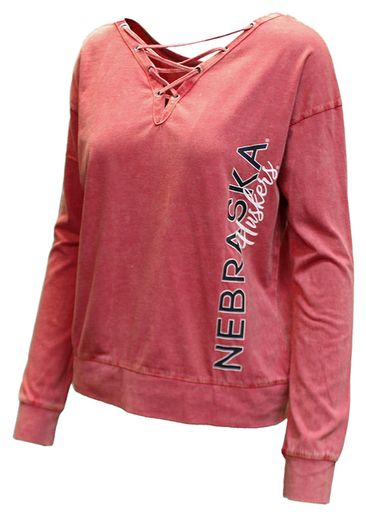 Womens Huskers Huzzah Two Way LS Tee