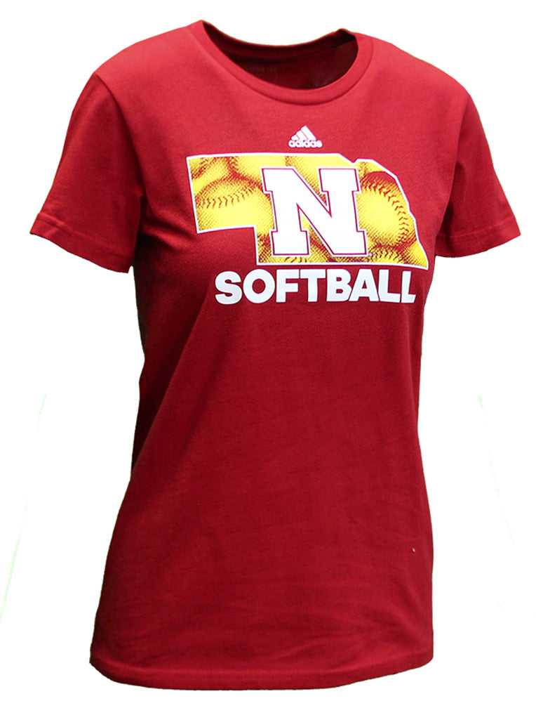 Adidas Womens Nebraska State Softball Tee