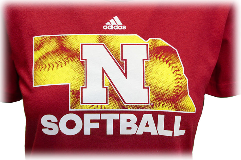 Adidas Womens Nebraska State Softball Tee