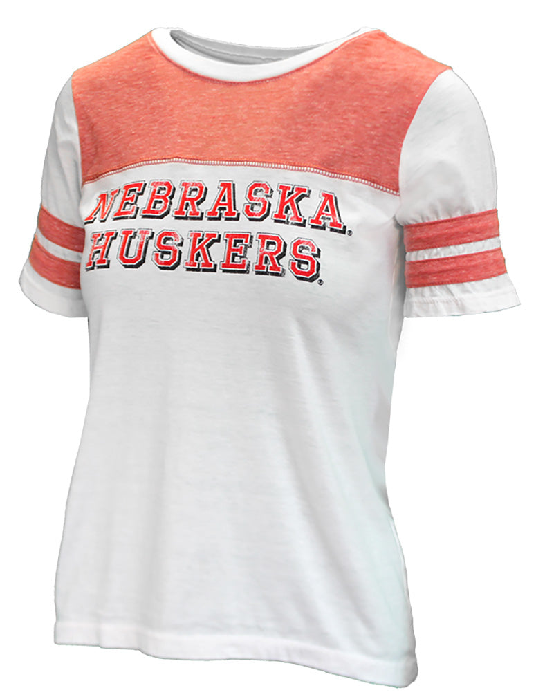 Ladies Nebraska Huskers Football Tee