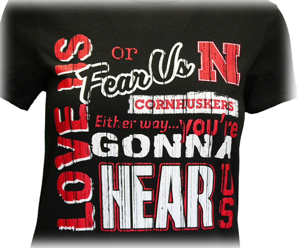 Ladies Love-Us Fear-Us Huskers Tee