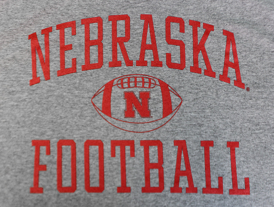 Nebraska Football w Ball Tee - Gray