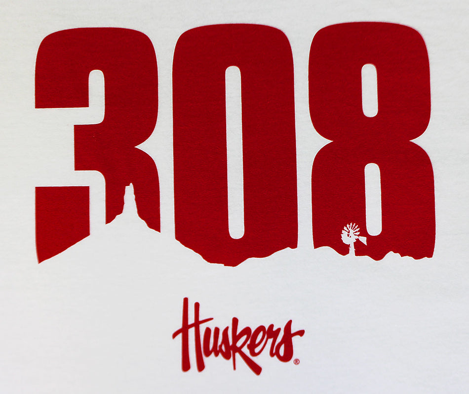 308 Husker Pride Panhandle Tee - White