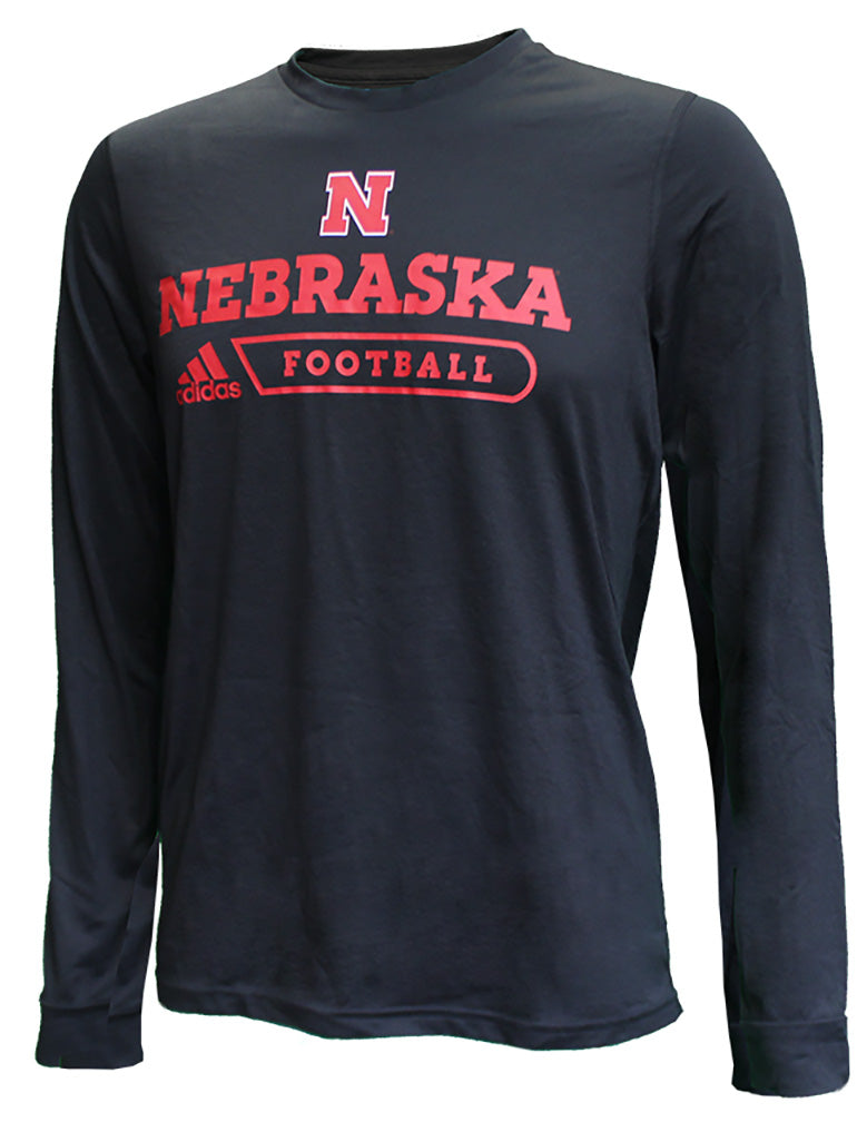 Adidas Nebraska Football Authentic Locker LS Tee - Black