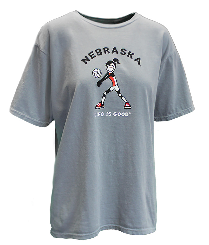 Life Is Good Nebraska Volleyball Tee (Unisex)