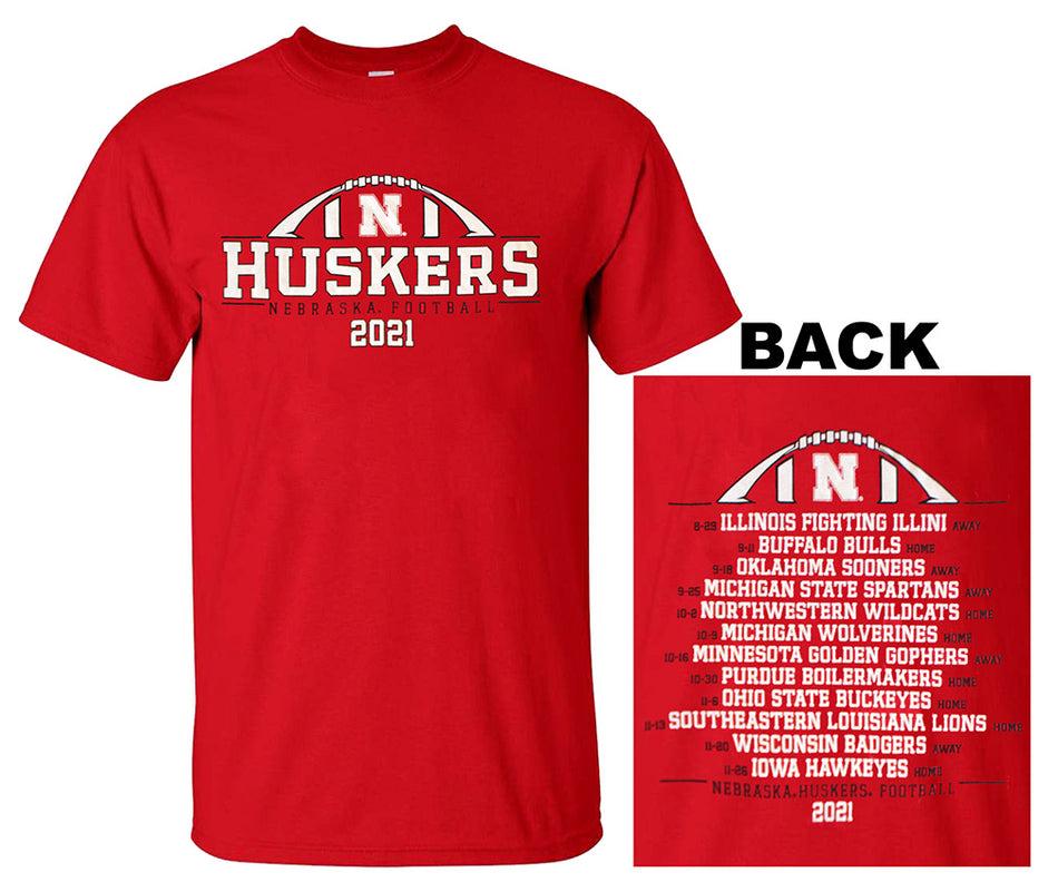 Nebraska Football 2021 Schedule Tee - Red
