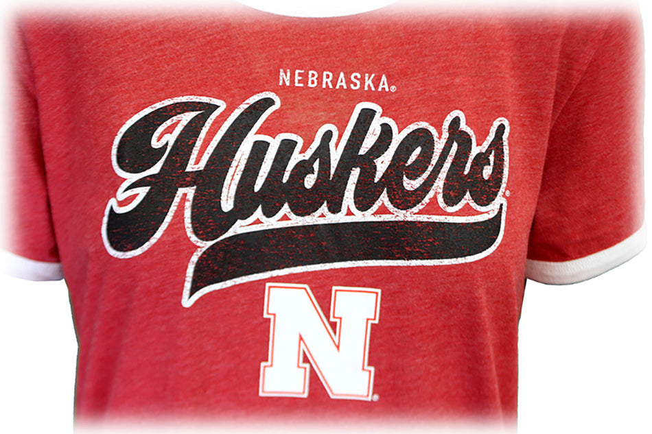 Womens Nebraska Huskers Tailsweep Ringer Tee