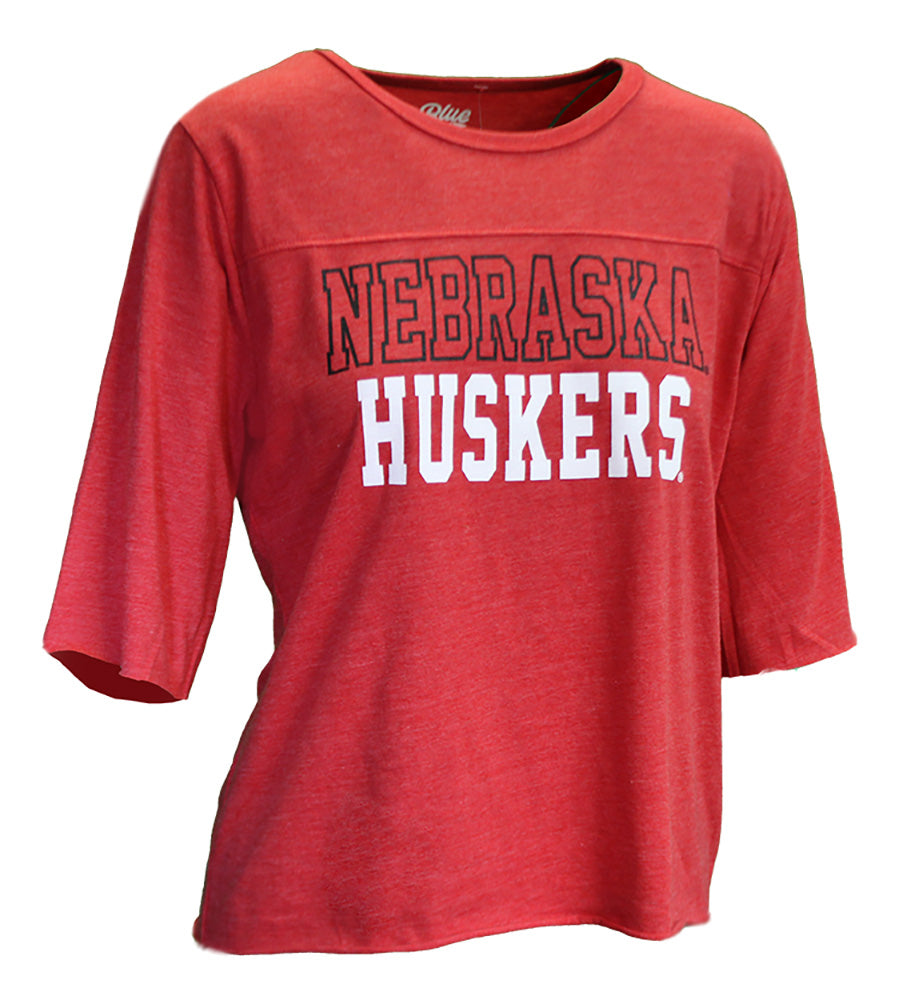 Womens Nebraska Huskers School Pride  3/4 Sleeve Top