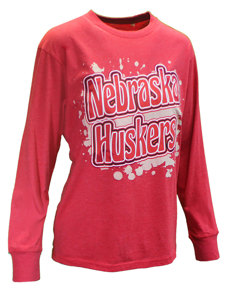 Womens Nebraska Melange Tropix LS Tee