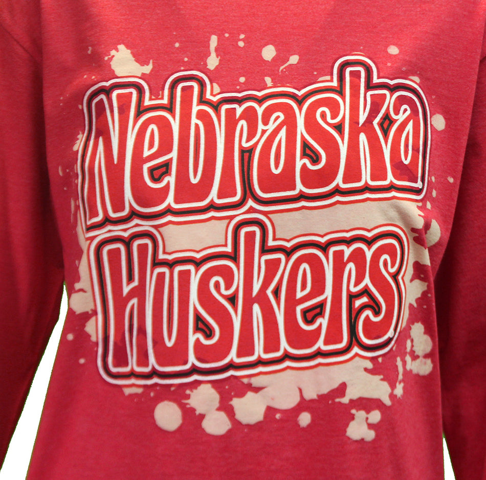 Womens Nebraska Melange Tropix LS Tee
