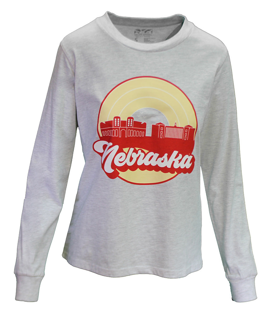 Womens Husker Skyline Boyfriend LS Tee