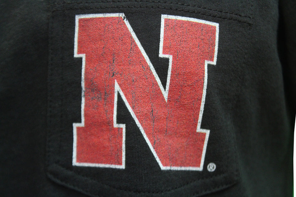 Womens Cropped Iron N Huskers LS Pocket Tee