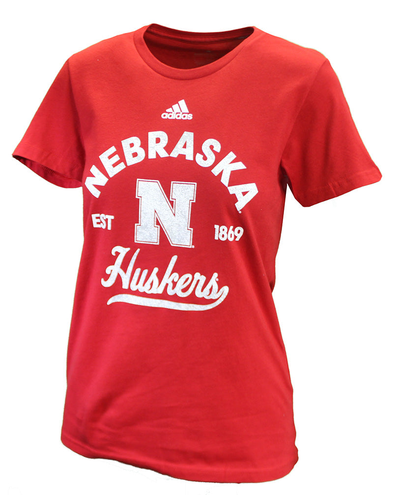 Adidas Womens Nebraska Huskers Foil Tee
