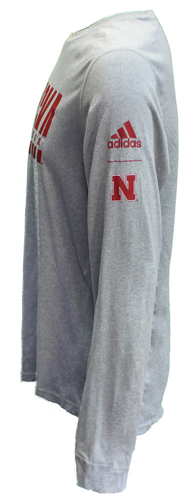 Adidas Nebraska Locker Strike LS Tee - Grey